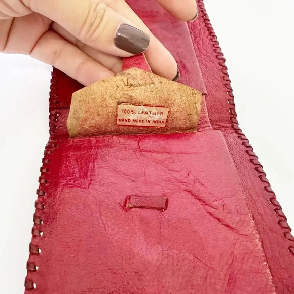 HANDMADE 100% Leather Made In India Clutch & Wallet Hand Tooled - Picture 7 of 8